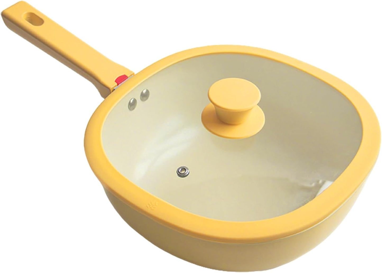 Frying Pan - Alloy Lightweight Cookware With Lid | 1.9L Nonstick Frying Pan Skillet | Yellow Small Square Pot For Grilling Home Saute Baking Apartment Meal Prep Kitchen Cooking Women Men