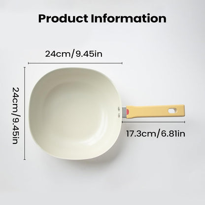 Frying Pan - Alloy Lightweight Cookware With Lid | 1.9L Nonstick Frying Pan Skillet | Yellow Small Square Pot For Grilling Home Saute Baking Apartment Meal Prep Kitchen Cooking Women Men