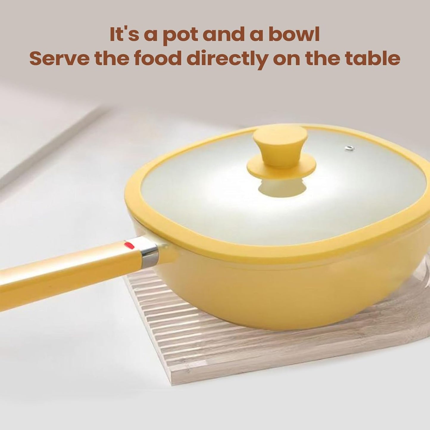 Frying Pan - Alloy Lightweight Cookware With Lid | 1.9L Nonstick Frying Pan Skillet | Yellow Small Square Pot For Grilling Home Saute Baking Apartment Meal Prep Kitchen Cooking Women Men