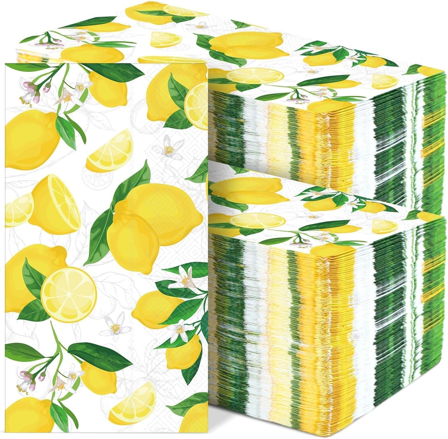 100Pcs Lemon Napkins Yellow Citrus Guest Towel Fruit Disposable Hand paper Napkins for Summer Spring Bathroom Lime Floral Tropical Tea Dinner Party Bridal Baby Shower Decorative Towels