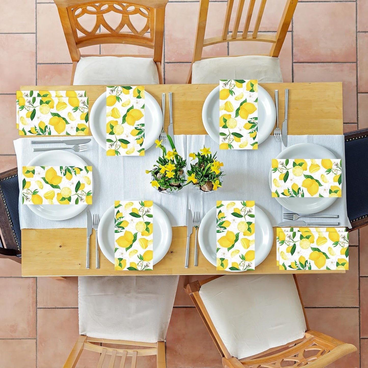 100Pcs Lemon Napkins Yellow Citrus Guest Towel Fruit Disposable Hand paper Napkins for Summer Spring Bathroom Lime Floral Tropical Tea Dinner Party Bridal Baby Shower Decorative Towels