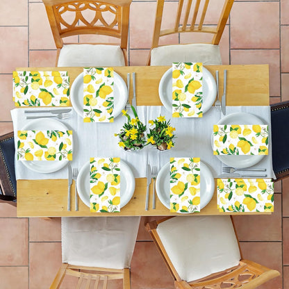 100Pcs Lemon Napkins Yellow Citrus Guest Towel Fruit Disposable Hand paper Napkins for Summer Spring Bathroom Lime Floral Tropical Tea Dinner Party Bridal Baby Shower Decorative Towels