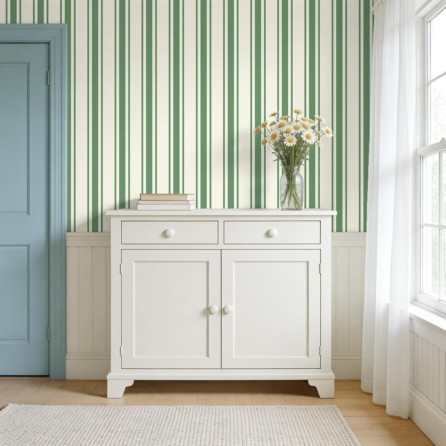 Lemon Yellow Striped Peel and Stick Wallpaper Boho Chic Geometric Stripes Wallpaper 17.7''x118'' Self Adhesive Removable Stripe Contact Paper for Shelves Walls Living Room Bedroom Renters