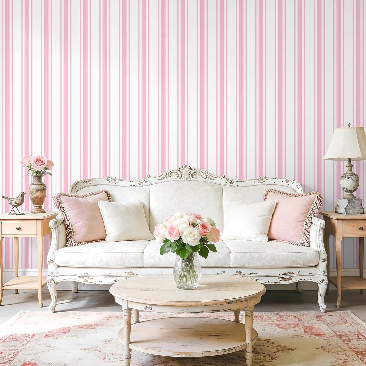 Lemon Yellow Striped Peel and Stick Wallpaper Boho Chic Geometric Stripes Wallpaper 17.7''x118'' Self Adhesive Removable Stripe Contact Paper for Shelves Walls Living Room Bedroom Renters
