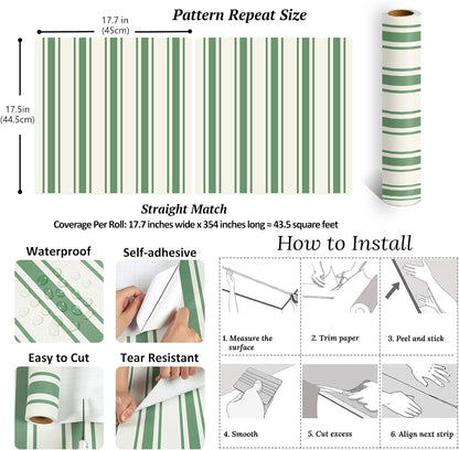 Lemon Yellow Striped Peel and Stick Wallpaper Boho Chic Geometric Stripes Wallpaper 17.7''x118'' Self Adhesive Removable Stripe Contact Paper for Shelves Walls Living Room Bedroom Renters