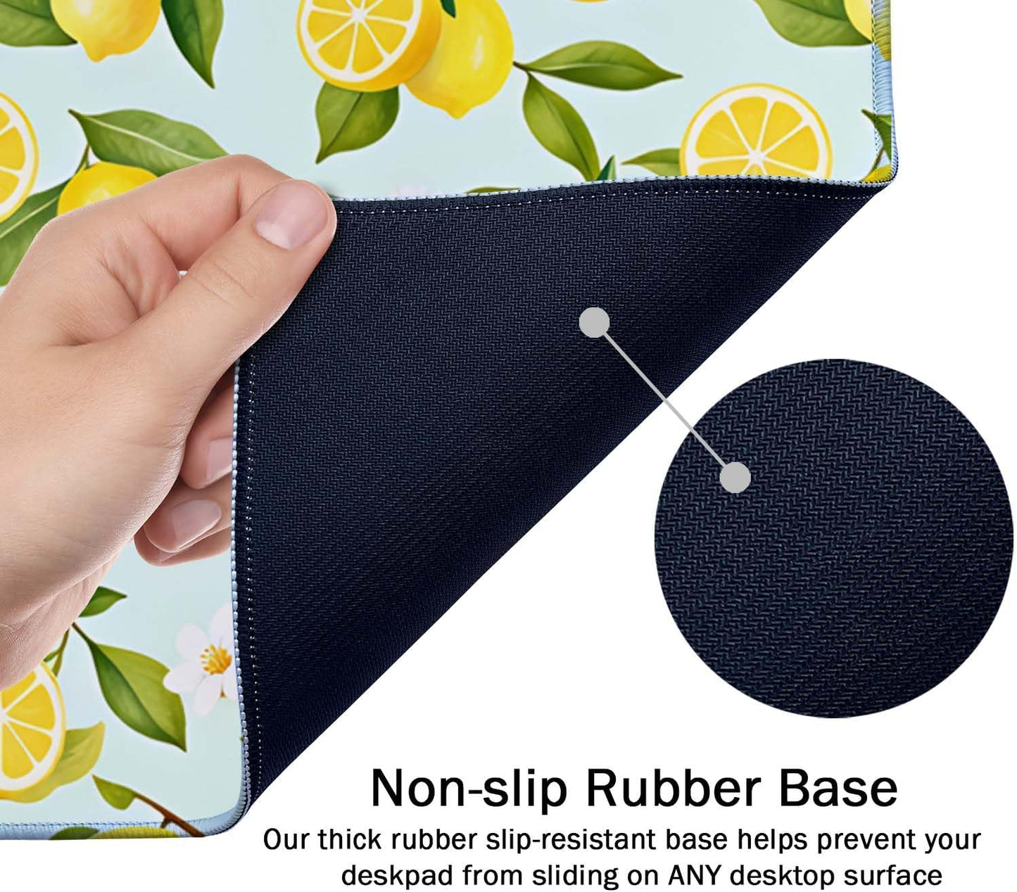 Extended Mouse Pad, XXL Gaming Mouse Pads, Large Big Mousepad Laptop Computer Keyboard Mat Desk Pad with Non-Slip Base Stitched Edge for Gaming Office, 35.5 x 15.7 inch, Lemon Fruits Tree Leaf