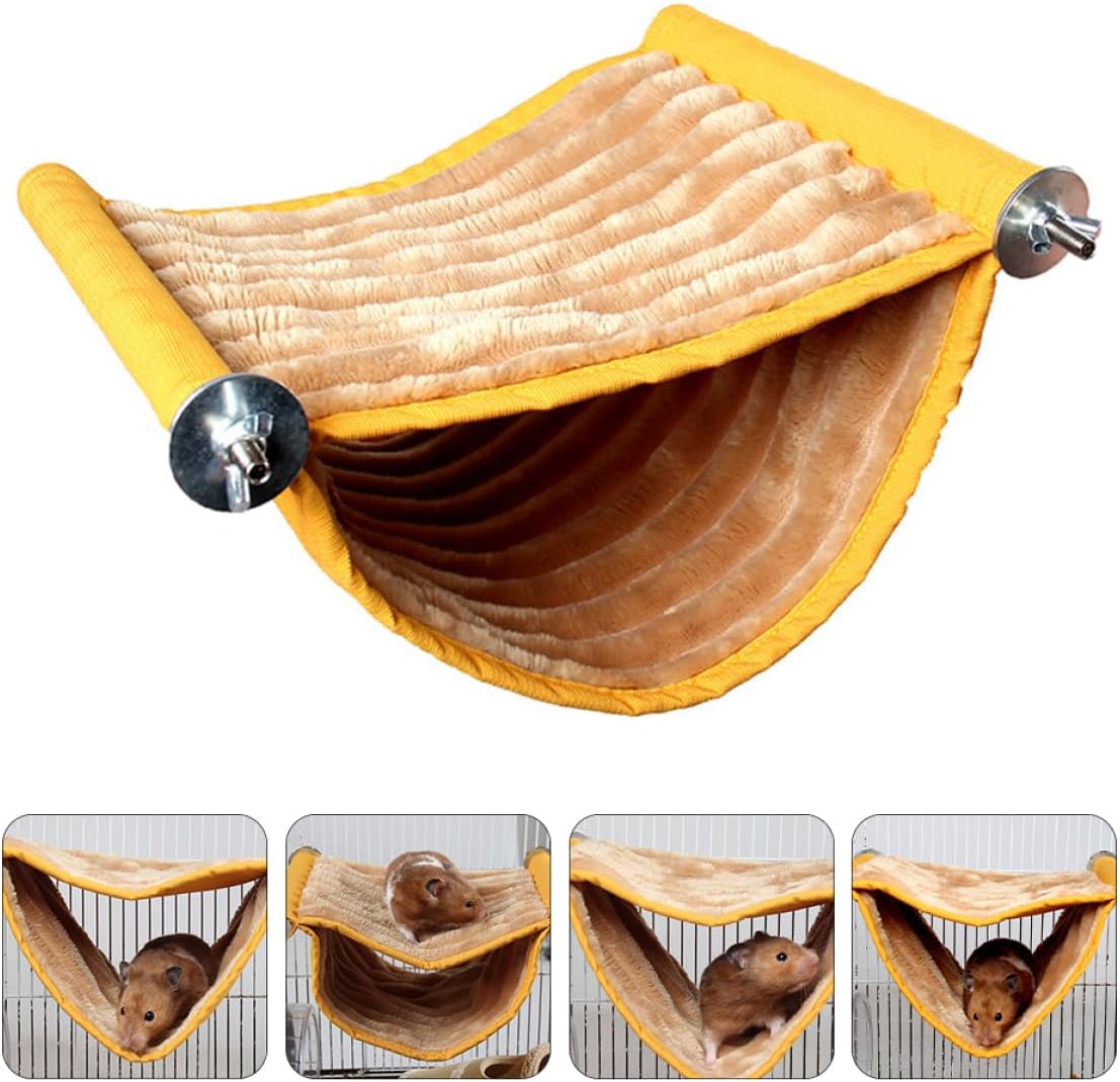 Hamster Hammock Bed Warm Hanging Pet Swing Removable Washable Yellow Small Cage Bedding for Hamsters and Small Animals
