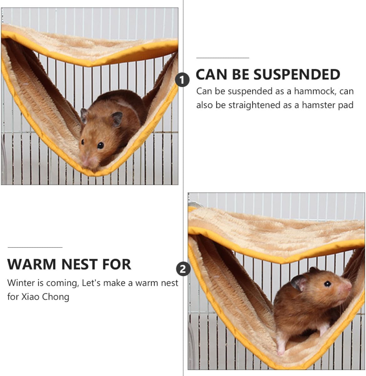 Hamster Hammock Bed Warm Hanging Pet Swing Removable Washable Yellow Small Cage Bedding for Hamsters and Small Animals