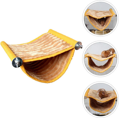 Hamster Hammock Bed Warm Hanging Pet Swing Removable Washable Yellow Small Cage Bedding for Hamsters and Small Animals