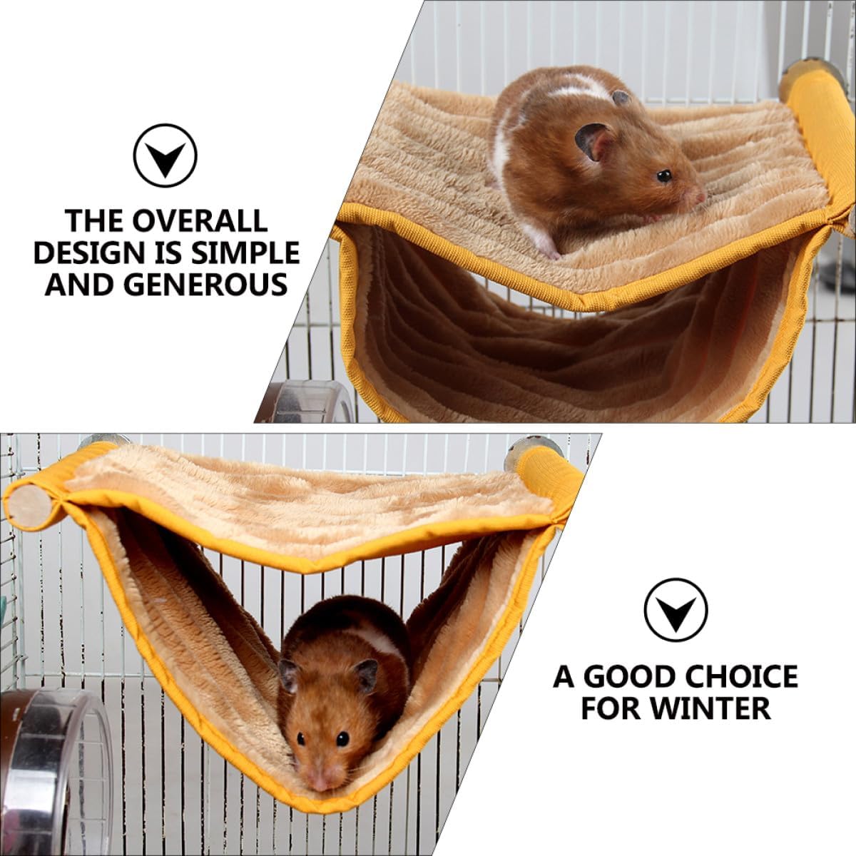 Hamster Hammock Bed Warm Hanging Pet Swing Removable Washable Yellow Small Cage Bedding for Hamsters and Small Animals