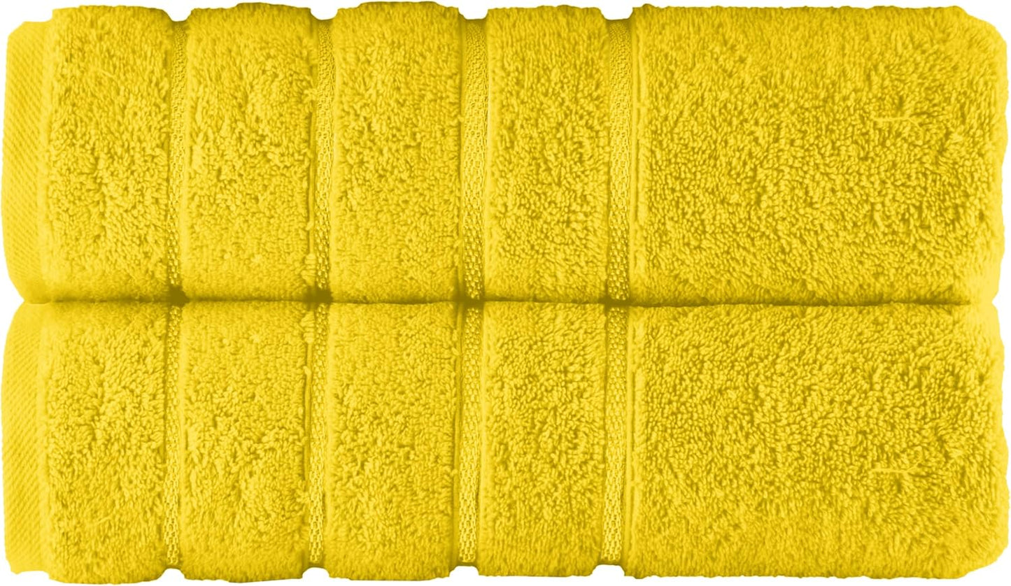 100% Turkish Cotton 4 Lines Viscose Stripe Luxury 2 Pack Bath Towel Set 27 x 54 Inch - Super Soft and Highly Absorbent Premium Hotel Spa Quality Towels for Bathroom Use, Yellow