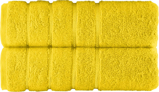 100% Turkish Cotton 4 Lines Viscose Stripe Luxury 2 Pack Bath Towel Set 27 x 54 Inch - Super Soft and Highly Absorbent Premium Hotel Spa Quality Towels for Bathroom Use, Yellow