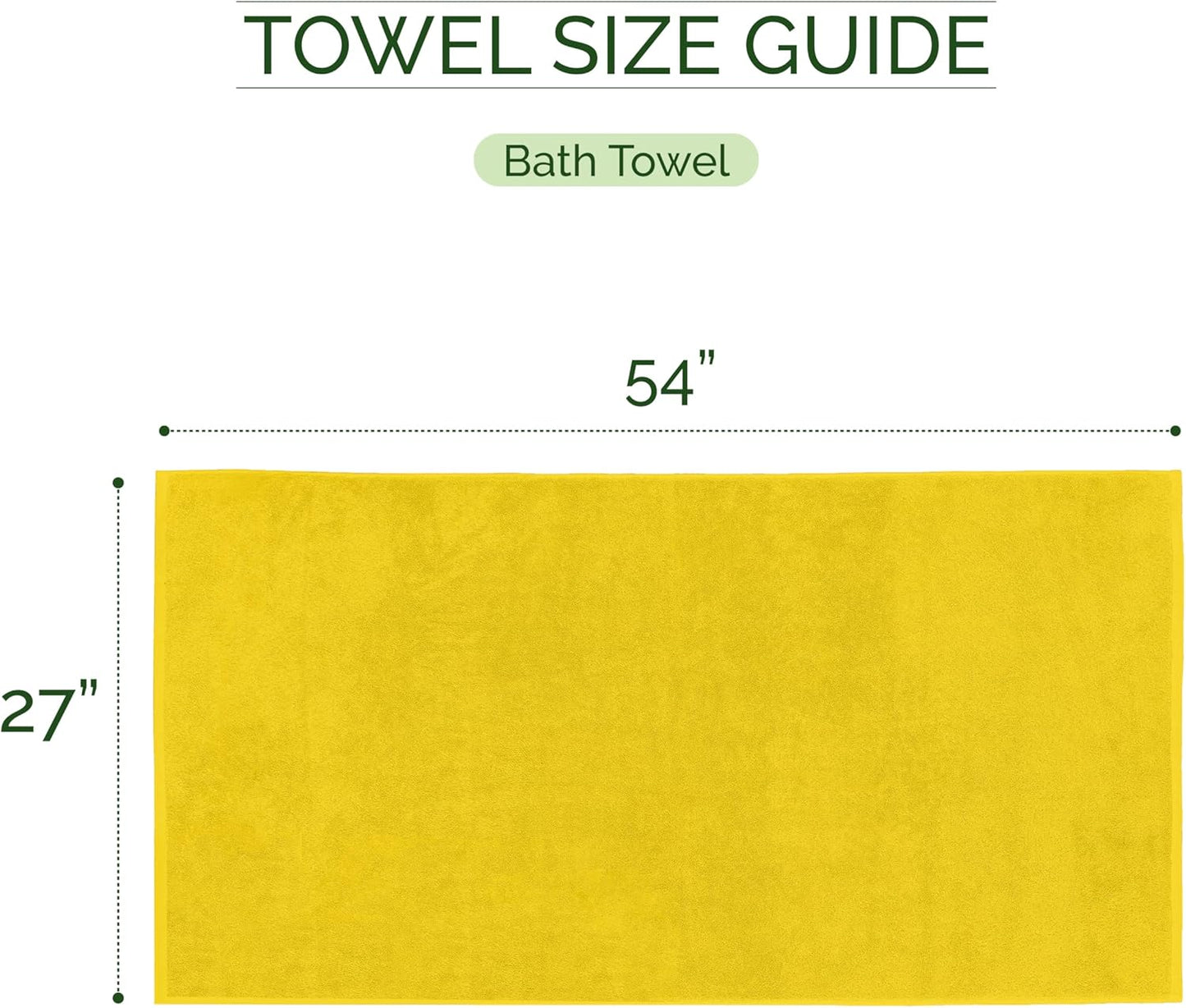 100% Turkish Cotton 4 Lines Viscose Stripe Luxury 2 Pack Bath Towel Set 27 x 54 Inch - Super Soft and Highly Absorbent Premium Hotel Spa Quality Towels for Bathroom Use, Yellow
