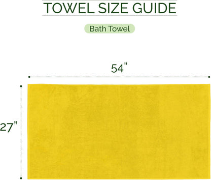 100% Turkish Cotton 4 Lines Viscose Stripe Luxury 2 Pack Bath Towel Set 27 x 54 Inch - Super Soft and Highly Absorbent Premium Hotel Spa Quality Towels for Bathroom Use, Yellow