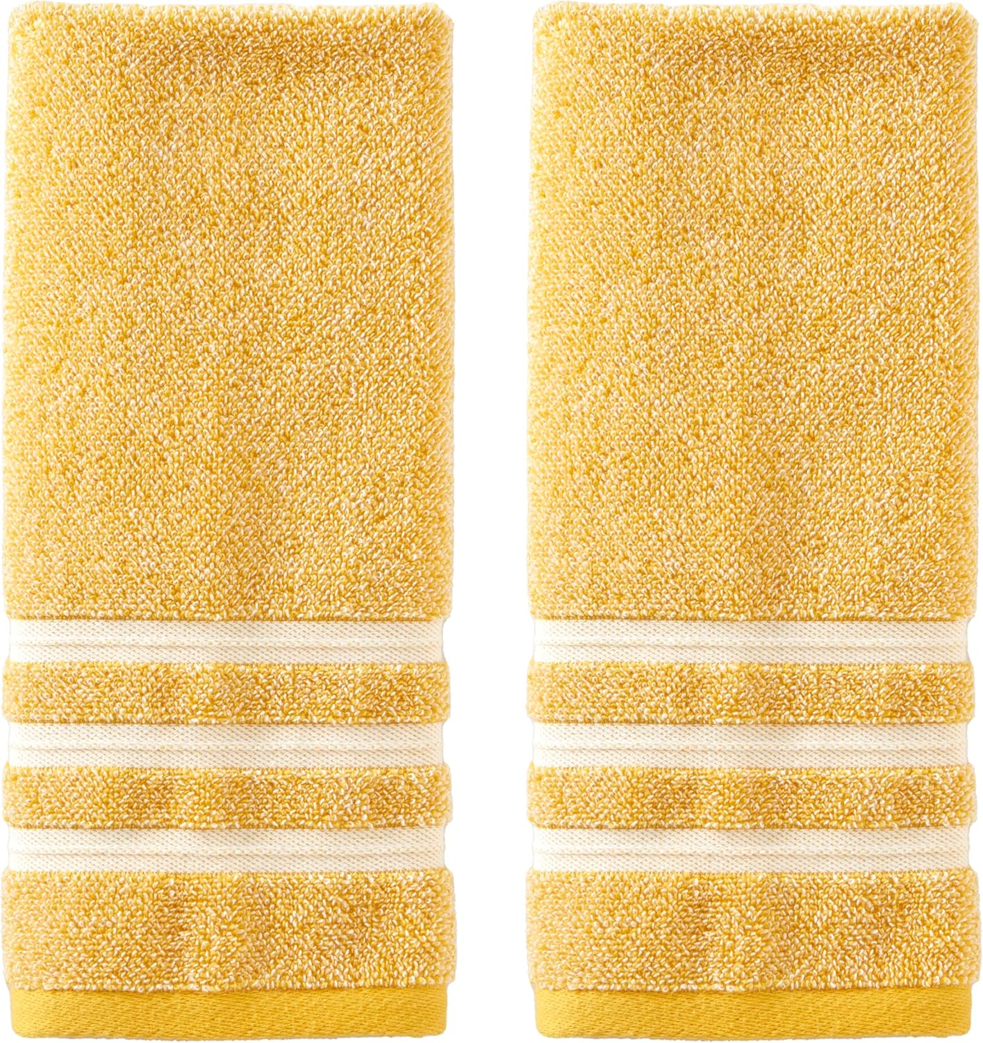 SKL Home Mid-Century 100% Cotton 2pc Hand Towel Set, Decorative for Bath/Kitchen & Bar, Yellow