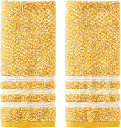 SKL Home Mid-Century 100% Cotton 2pc Hand Towel Set, Decorative for Bath/Kitchen & Bar, Yellow