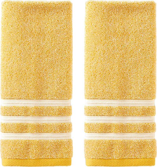 SKL Home Mid-Century 100% Cotton 2pc Hand Towel Set, Decorative for Bath/Kitchen & Bar, Yellow