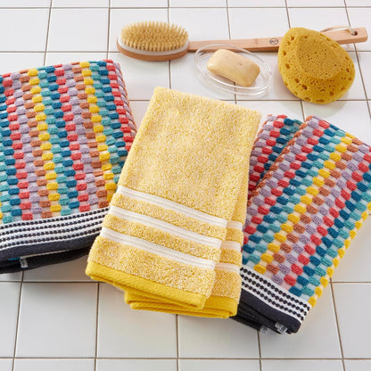 SKL Home Mid-Century 100% Cotton 2pc Hand Towel Set, Decorative for Bath/Kitchen & Bar, Yellow