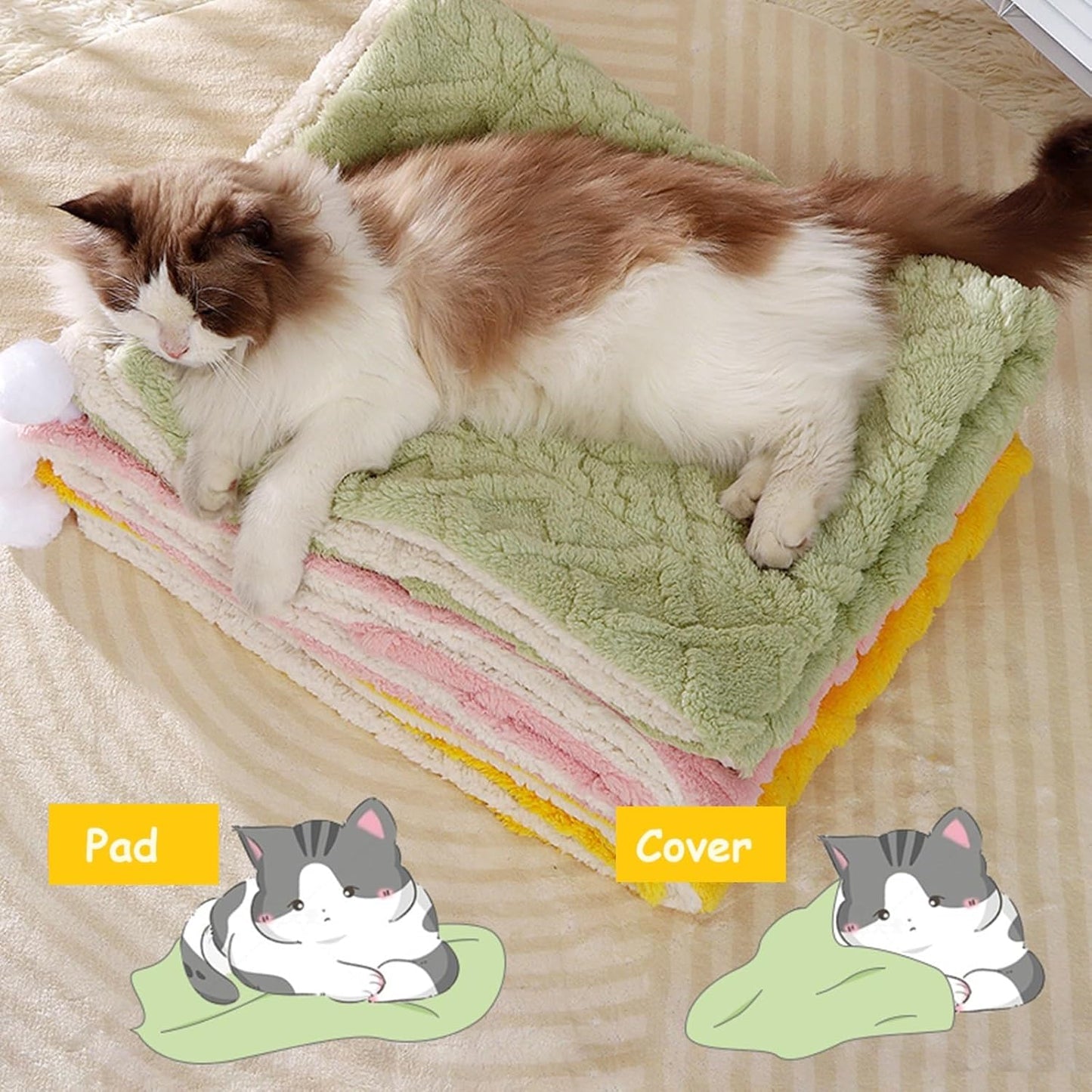 Premium Soft Dog Blanket Washable Puppy Essentials Dog Product Cat Kitten Calming Blankets Throw for Medium Small Dogs Pet Dog Gifts-Yellow-M