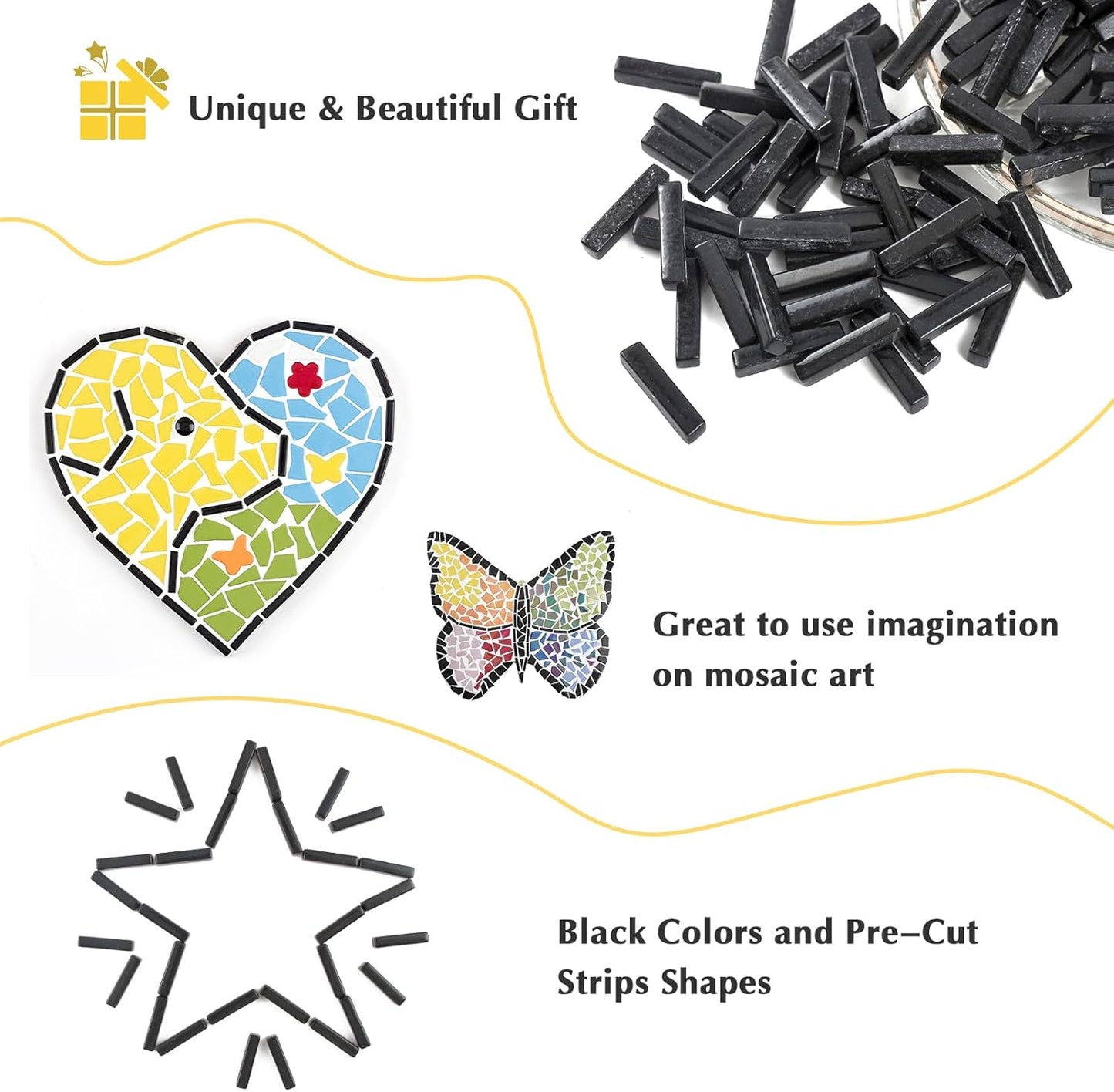 Strips Mosaic Tiles for Crafts Bulk,150g Yellow Mosaic Glass Pieces for Crafts DIY Spring Mosaic Art Decor,Mosaic Kit Supplies