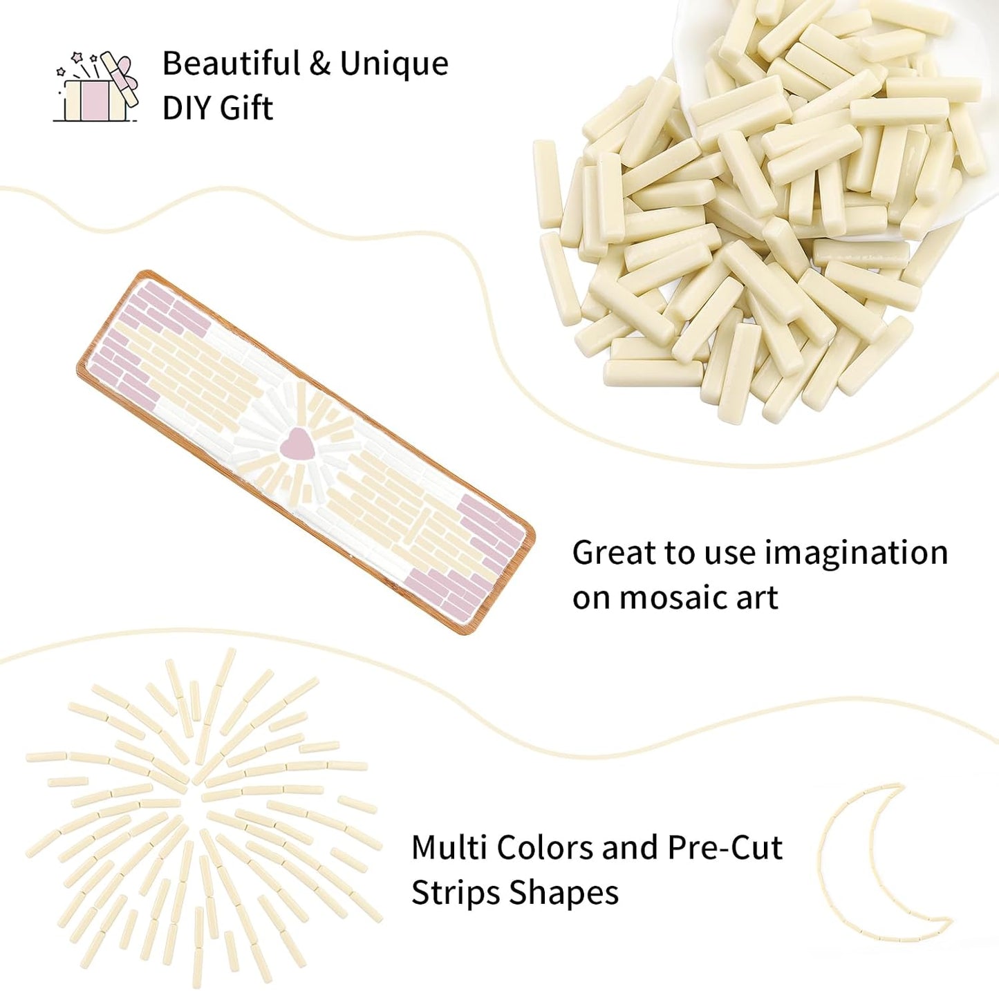 Strips Mosaic Tiles for Crafts Bulk,150g Yellow Mosaic Glass Pieces for Crafts DIY Spring Mosaic Art Decor,Mosaic Kit Supplies