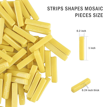 Strips Mosaic Tiles for Crafts Bulk,150g Yellow Mosaic Glass Pieces for Crafts DIY Spring Mosaic Art Decor,Mosaic Kit Supplies