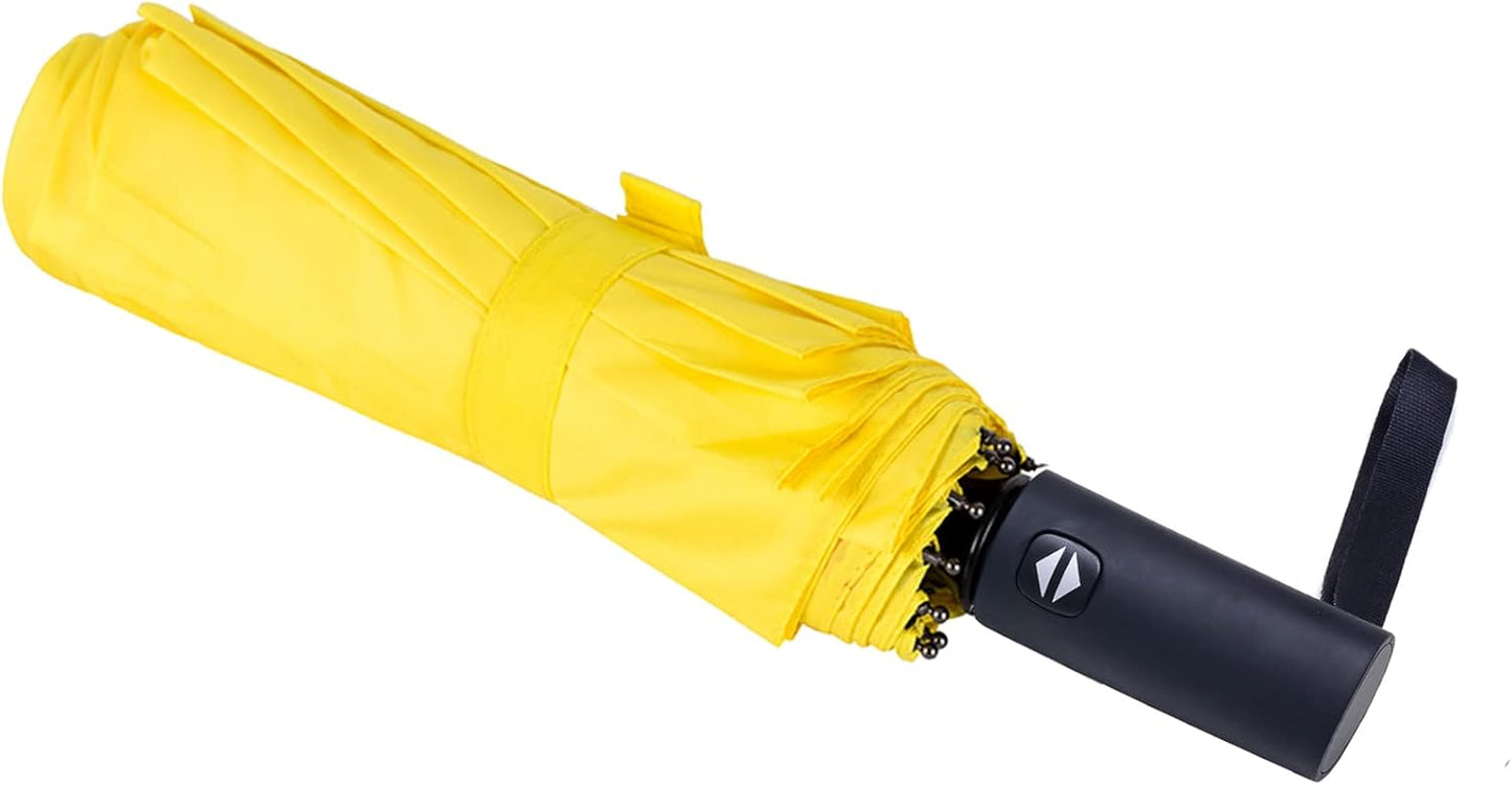 Travel Essentials Umbrella Windproof Compact Collapsible Light, Automatic, Strong and Portable, Wind Resistant Folding Small Umbrella for Rain