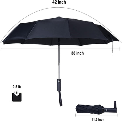 Travel Essentials Umbrella Windproof Compact Collapsible Light, Automatic, Strong and Portable, Wind Resistant Folding Small Umbrella for Rain
