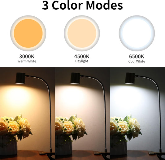 Desk Lamp,USB Clip On Light with 3 Color Modes,LED 10 Levels Brightness Reading Lamp, 360° Gooseneck Book Light,Eye-Care Reading Light for Home Office,Headboards Gold, DA-3.5W-01