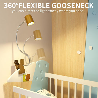 Desk Lamp,USB Clip On Light with 3 Color Modes,LED 10 Levels Brightness Reading Lamp, 360° Gooseneck Book Light,Eye-Care Reading Light for Home Office,Headboards Gold, DA-3.5W-01