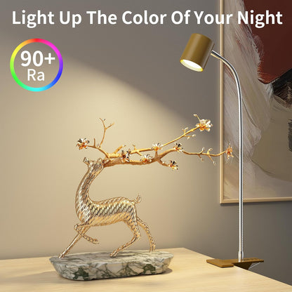 Desk Lamp,USB Clip On Light with 3 Color Modes,LED 10 Levels Brightness Reading Lamp, 360° Gooseneck Book Light,Eye-Care Reading Light for Home Office,Headboards Gold, DA-3.5W-01