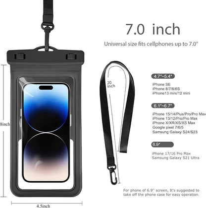Waterproof Phone Pouch, with Inside Card Holder, Large Waterproof Case Compatible with iPhone 17 16 15 14 13 Pro Max, Beach Cruise Essentials, 2 Pack, Yellow and Black