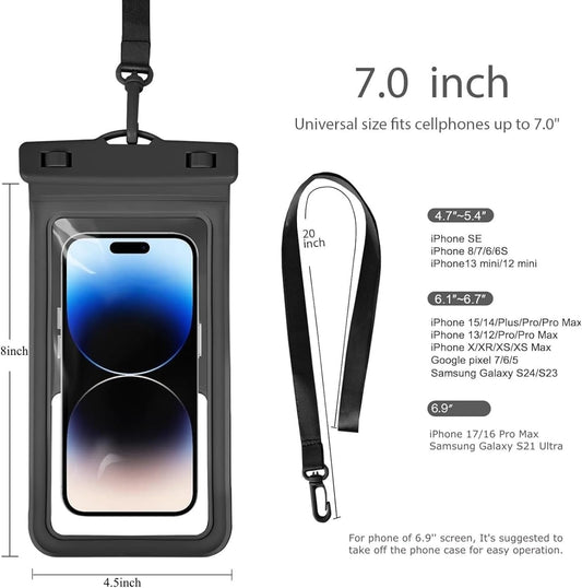 Waterproof Phone Pouch, with Inside Card Holder, Large Waterproof Case Compatible with iPhone 17 16 15 14 13 Pro Max, Beach Cruise Essentials, 2 Pack, Yellow and Black