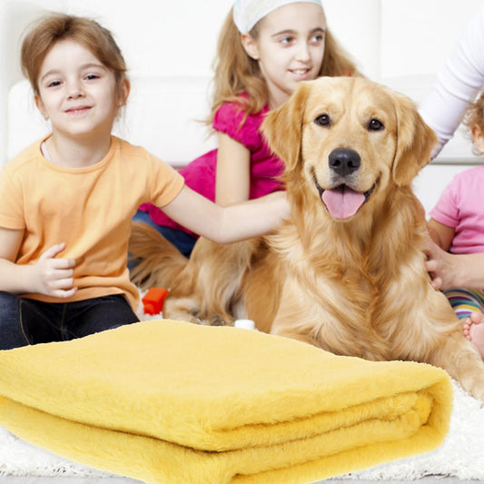27.5x19.6 in Yellow Dog Blanket for Small Dogs & Puppies, Calming Flannel Pet Throw, Support Sleep Cover for Cat Bed Crate Carrier