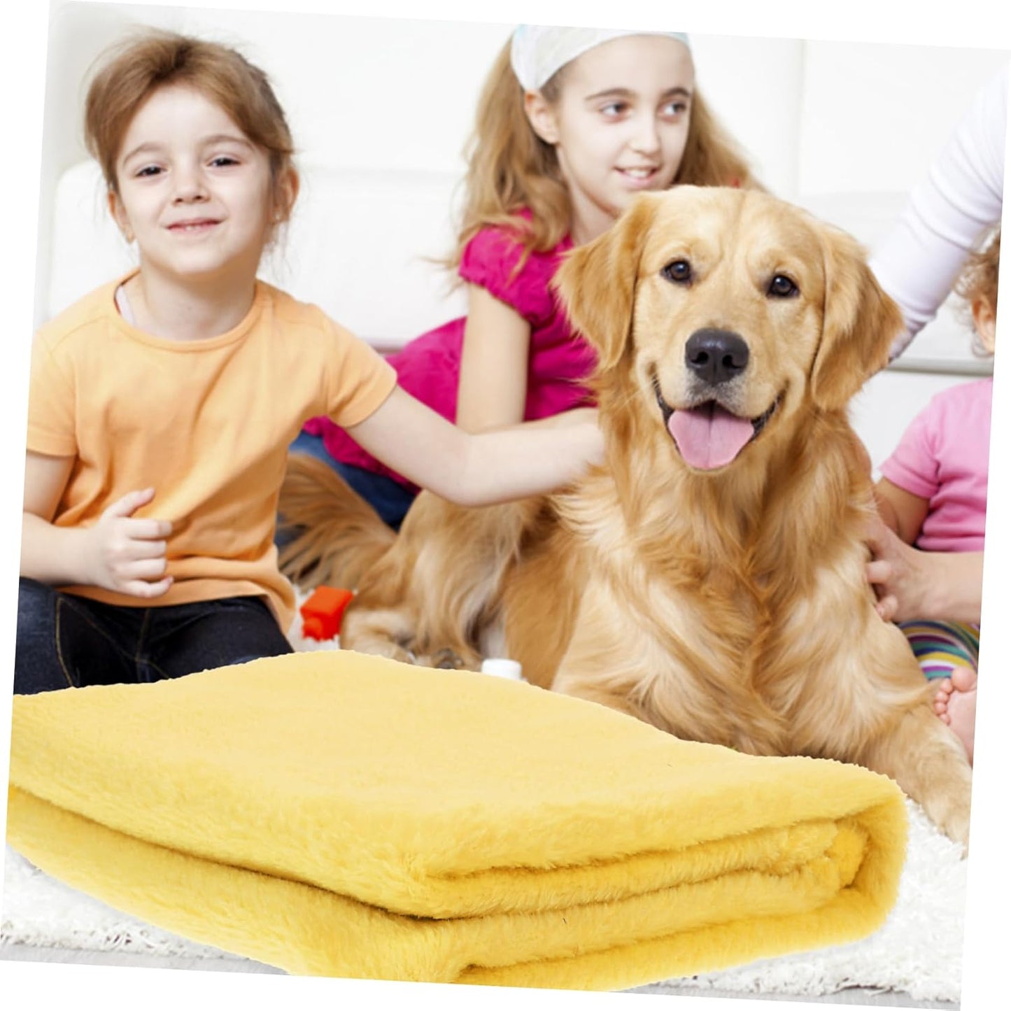 27.5x19.6 in Yellow Dog Blanket for Small Dogs & Puppies, Calming Flannel Pet Throw, Support Sleep Cover for Cat Bed Crate Carrier