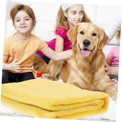 27.5x19.6 in Yellow Dog Blanket for Small Dogs & Puppies, Calming Flannel Pet Throw, Support Sleep Cover for Cat Bed Crate Carrier