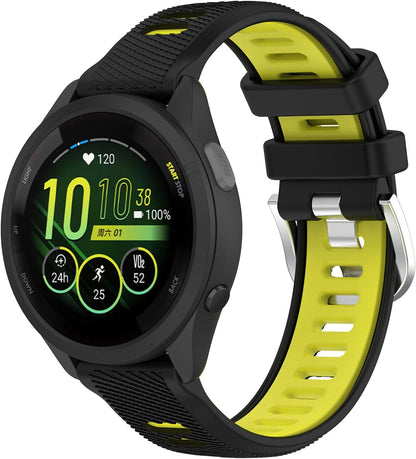 for Garmin Venu 3S Bands,18mm Double Color Soft Silicone Replacement Strap for Garmin Forerunner 265S 255S/Vivoactive 4S