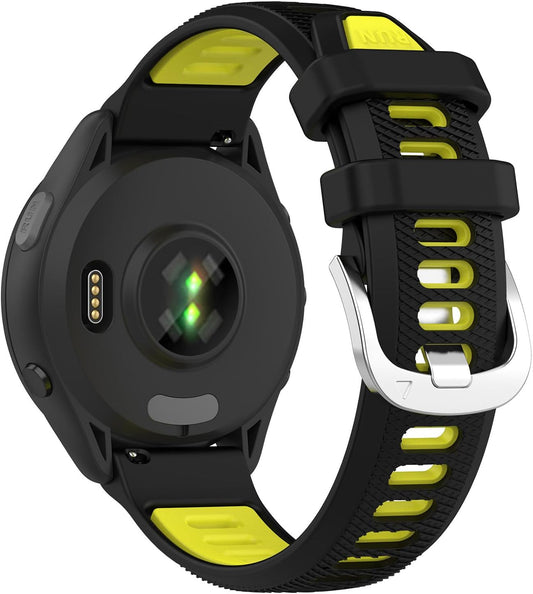 for Garmin Venu 3S Bands,18mm Double Color Soft Silicone Replacement Strap for Garmin Forerunner 265S 255S/Vivoactive 4S