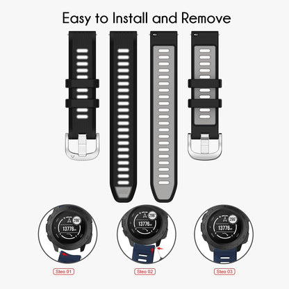 for Garmin Venu 3S Bands,18mm Double Color Soft Silicone Replacement Strap for Garmin Forerunner 265S 255S/Vivoactive 4S