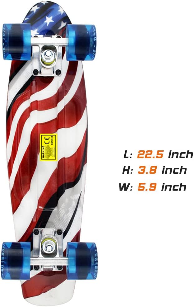 Skateboards Complete 22 Inch Mini Cruiser Retro | Kids, Boys, Youths, Beginners