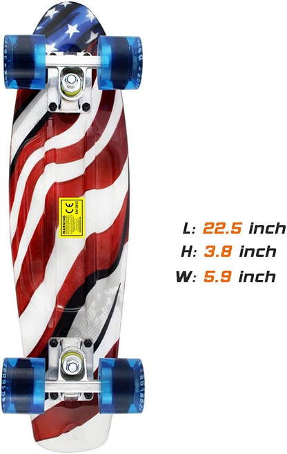 Skateboards Complete 22 Inch Mini Cruiser Retro | Kids, Boys, Youths, Beginners