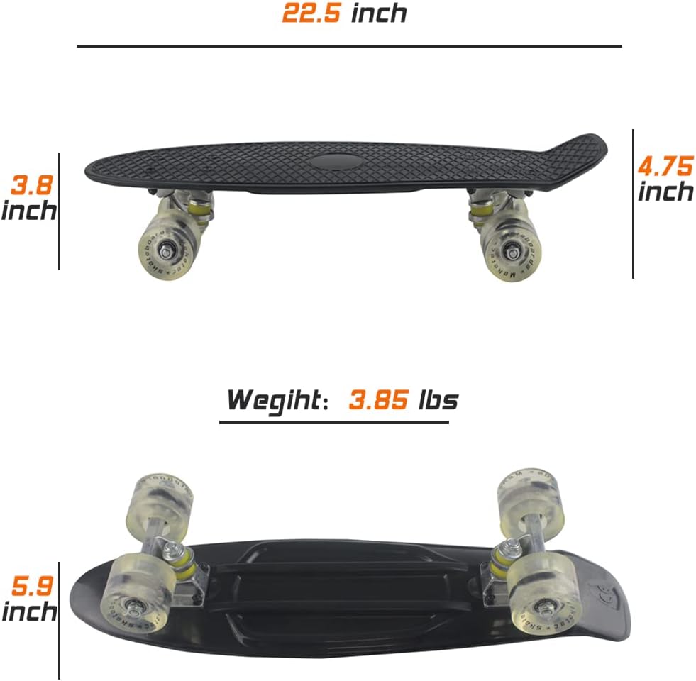 Skateboards Complete 22 Inch Mini Cruiser Retro | Kids, Boys, Youths, Beginners