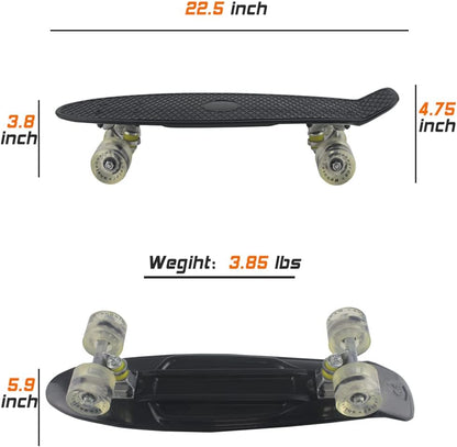 Skateboards Complete 22 Inch Mini Cruiser Retro | Kids, Boys, Youths, Beginners