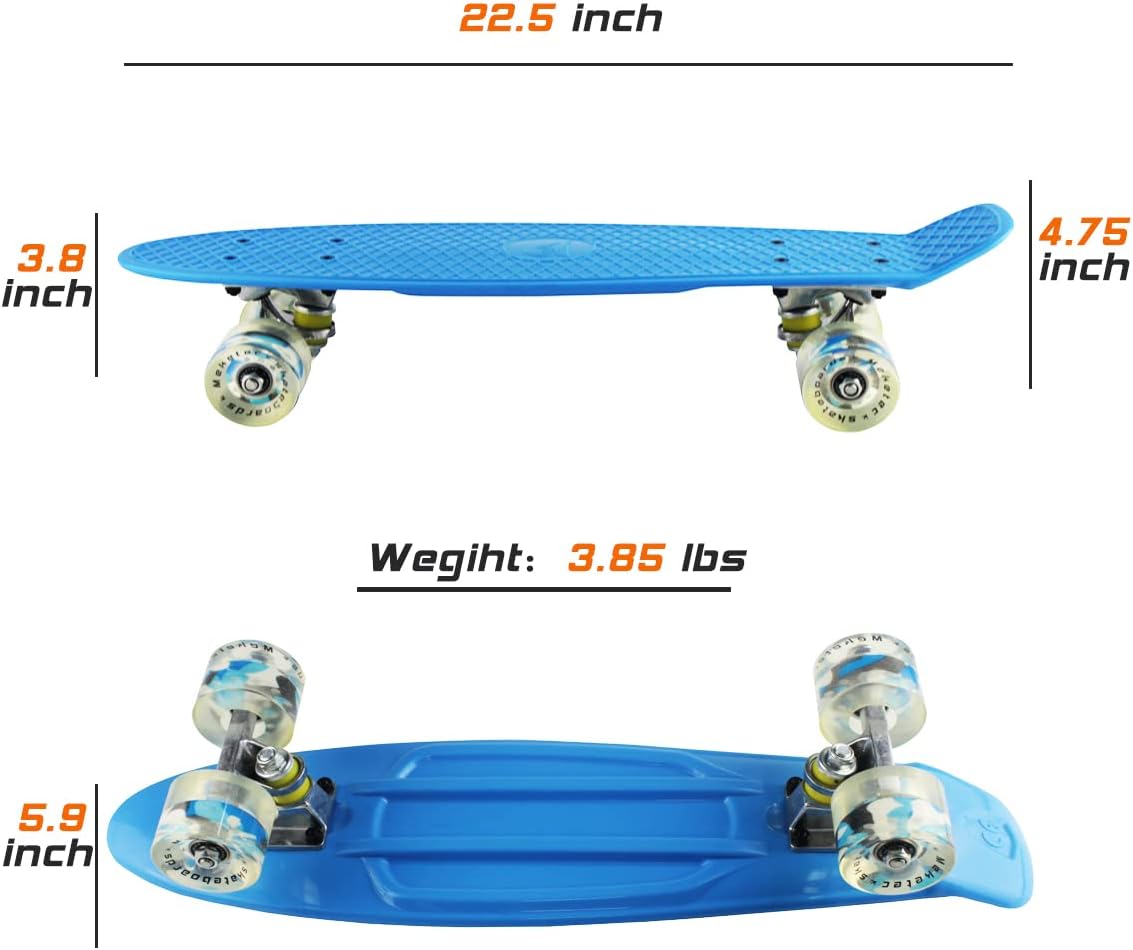 Skateboards Complete 22 Inch Mini Cruiser Retro | Kids, Boys, Youths, Beginners