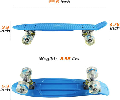 Skateboards Complete 22 Inch Mini Cruiser Retro | Kids, Boys, Youths, Beginners