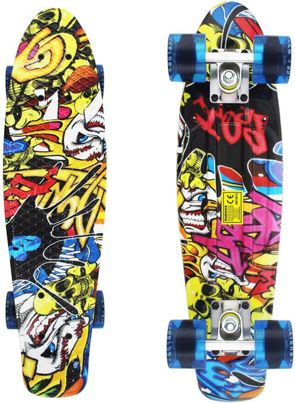 Skateboards Complete 22 Inch Mini Cruiser Retro | Kids, Boys, Youths, Beginners