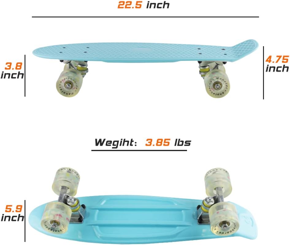 Skateboards Complete 22 Inch Mini Cruiser Retro | Kids, Boys, Youths, Beginners
