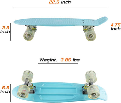 Skateboards Complete 22 Inch Mini Cruiser Retro | Kids, Boys, Youths, Beginners