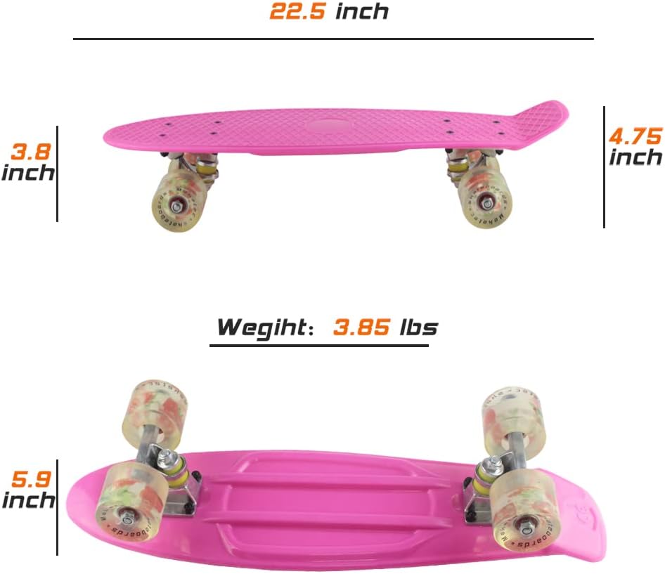Skateboards Complete 22 Inch Mini Cruiser Retro | Kids, Boys, Youths, Beginners