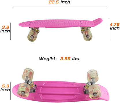 Skateboards Complete 22 Inch Mini Cruiser Retro | Kids, Boys, Youths, Beginners